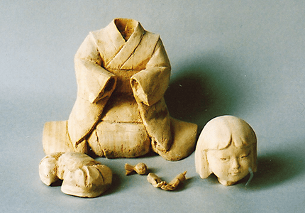 木彫人形(投網する人) - 置物